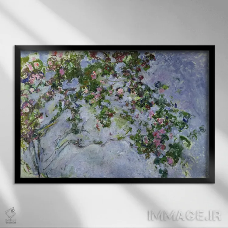 تابلو رزها، ۱۹۲۵-۲۶ اثر کلود مونه (نقاش معروف فرانسوی) - نمای قابدار مشکی