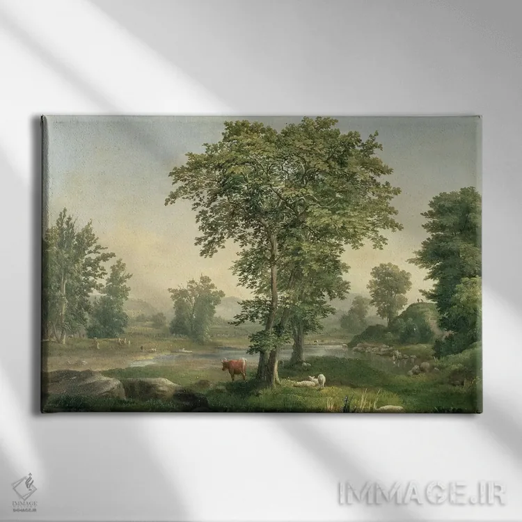 تابلو منظره، ۱۸۴۶ اثر جورج اینس پدر (نقاش چشمانداز آمریکایی) - نمای روبهرو روی دیوار