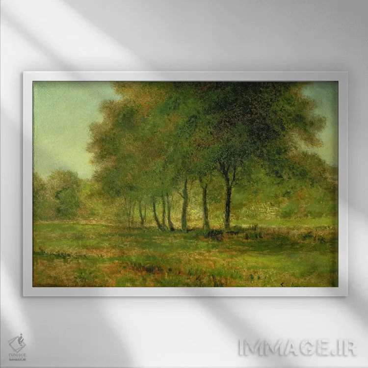 تابلو تابستان اثر جورج اینس پدر (نقاش چشمانداز آمریکایی) - نمای قابدار سفید