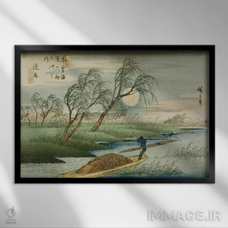 تابلو سبا (نام خاص) اثر اوتاگاوا هیروشگه (نقاش و چاپگر ژاپنی اوکییو-ئه) - نمای قابدار مشکی