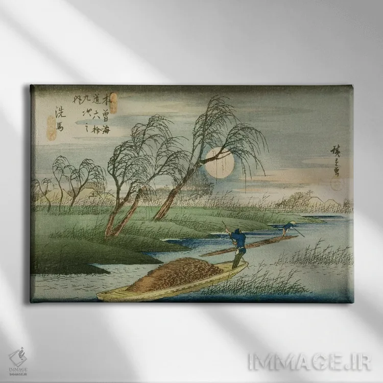 تابلو سبا (نام خاص) اثر اوتاگاوا هیروشگه (نقاش و چاپگر ژاپنی اوکییو-ئه) - نمای روبهرو روی دیوار