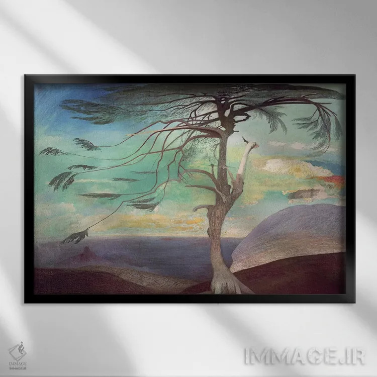 تابلو سرو تنها، ۱۹۰۷ اثر تیوادور شونتواری کوستکا (نقاش مجار) - نمای قابدار مشکی