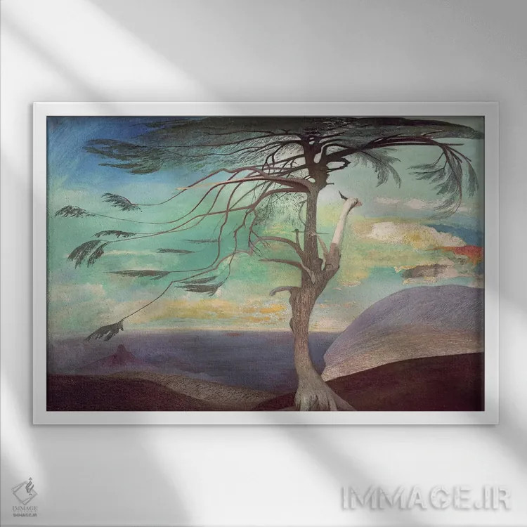 تابلو سرو تنها، ۱۹۰۷ اثر تیوادور شونتواری کوستکا (نقاش مجار) - نمای قابدار سفید