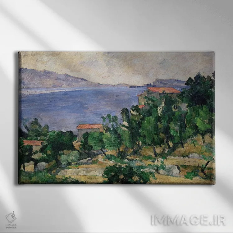 تابلو نمایی از کوه مارسی وِوِر و جزیره مِر، حدود ۱۸۸۲-۸۵ اثر پل سزان - نمای روبهرو روی دیوار
