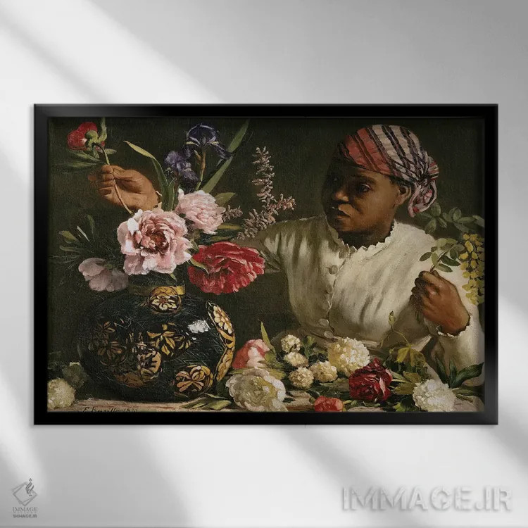 تابلو زن سیاه پوست با صدتومانی، ۱۸۷۰ اثر ژان فردریک بَزای - نمای قابدار مشکی