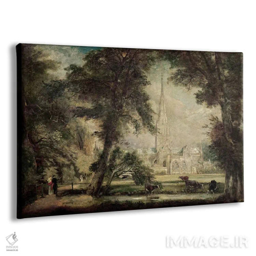 تابلو کلیسای جامع سالزبری از زمینهای اسقف، حدود ۱۸۲۲-۲۳ اثر جان کانستبل (نقاش انگلیسی) - نمای پرسپکتیو محصول