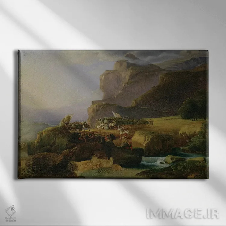 تابلو نبرد ترموپیل در ۴۸۰ پیش از میلاد، ۱۸۲۳ اثر ماسیمو تاپارلی د آتزلیو - نمای روبهرو روی دیوار