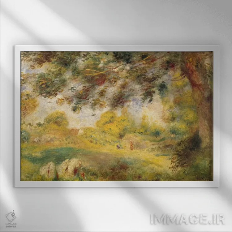 تابلو منظره بهاری اثر پیر-اوگوست رنوار - نمای قابدار سفید