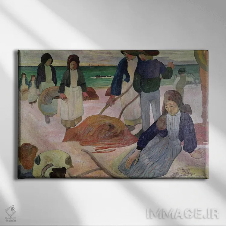تابلو جمعکنندگان جلبک دریایی، ۱۸۸۹ اثر پل گوگن - نمای روبهرو روی دیوار