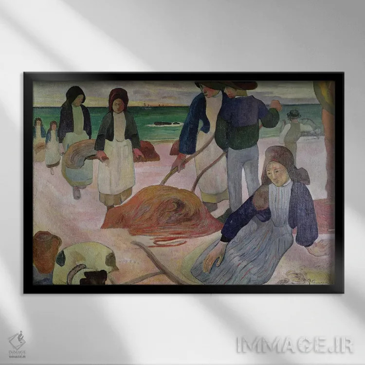 تابلو جمعکنندگان جلبک دریایی، ۱۸۸۹ اثر پل گوگن - نمای قابدار مشکی
