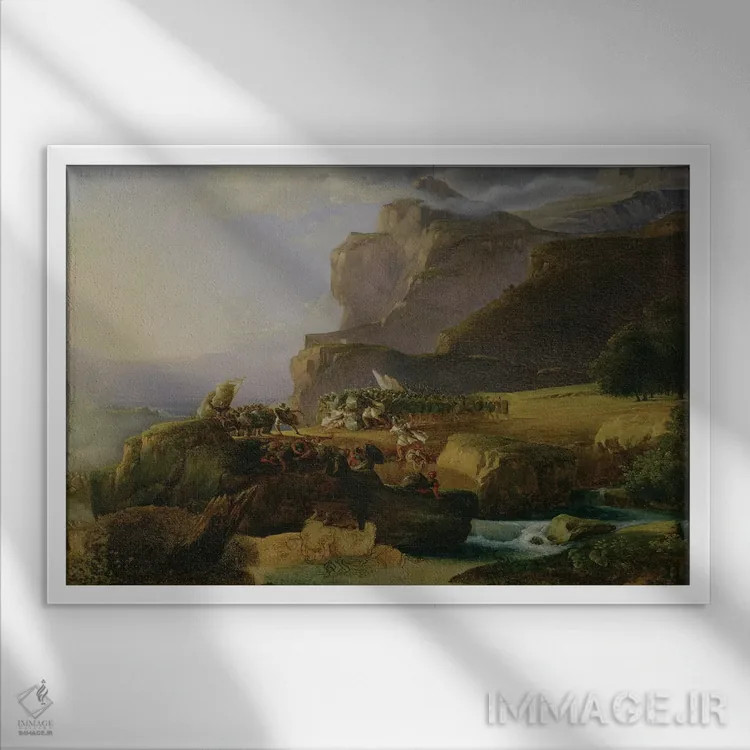 تابلو نبرد ترموپیل در ۴۸۰ پیش از میلاد، ۱۸۲۳ اثر ماسیمو تاپارلی د آتزلیو - نمای قابدار سفید