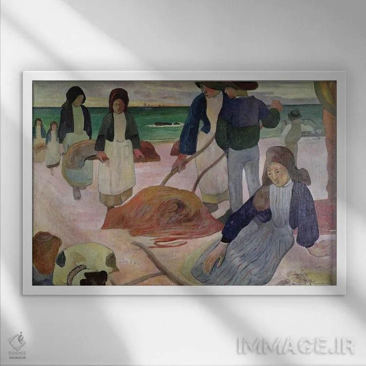 تابلو جمعکنندگان جلبک دریایی، ۱۸۸۹ اثر پل گوگن - نمای قابدار سفید