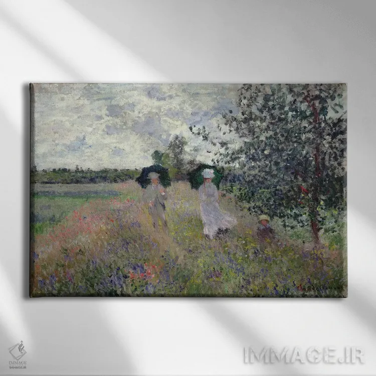 تابلو پیادهروی نزدیک آرژانتوی، ۱۸۷۳ اثر کلود مونه (نقاش معروف فرانسوی) - نمای روبهرو روی دیوار