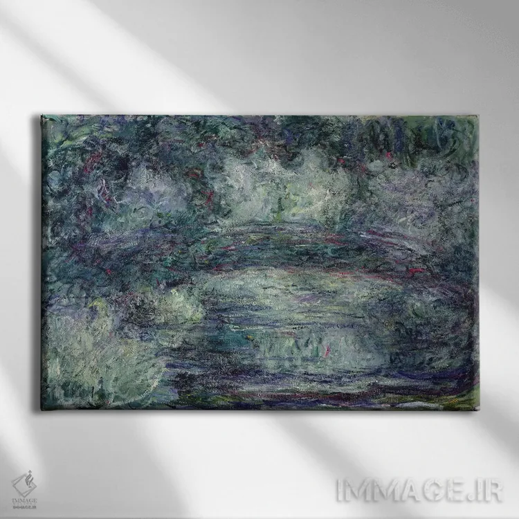 تابلو پل ژاپنی، ۱۹۱۸-۱۹ اثر کلود مونه (نقاش معروف فرانسوی) - نمای روبهرو روی دیوار