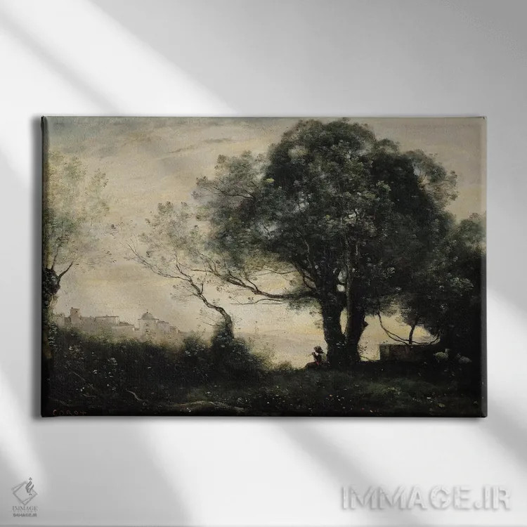 تابلو یادگاری از کاستل گاندولفو اثر ژان باتیست کامیل کورو - نمای روبهرو روی دیوار