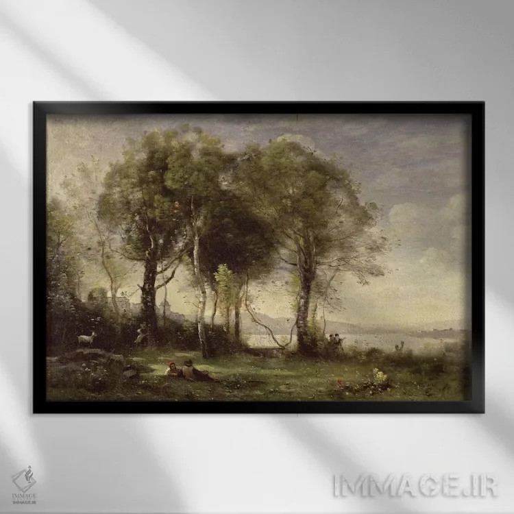 تابلو بزچرانهای کاستل گاندولفو، ۱۸۶۶ اثر ژان باتیست کامیل کورو - نمای قابدار مشکی