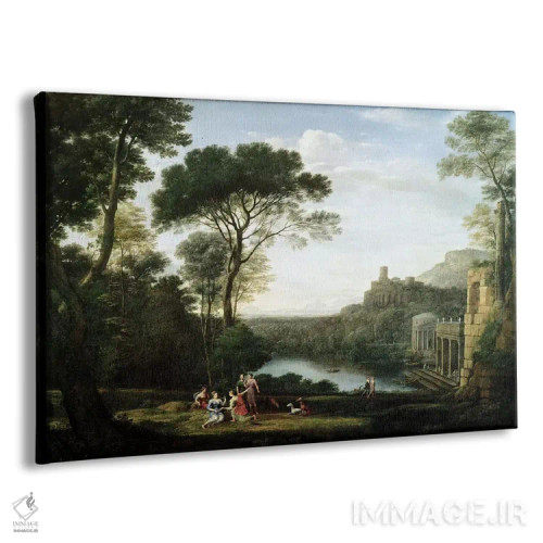 تابلو منظره با حوری اِجریا (شخصیت اسطورهای) اثر کلاد لورن - نمای پرسپکتیو محصول