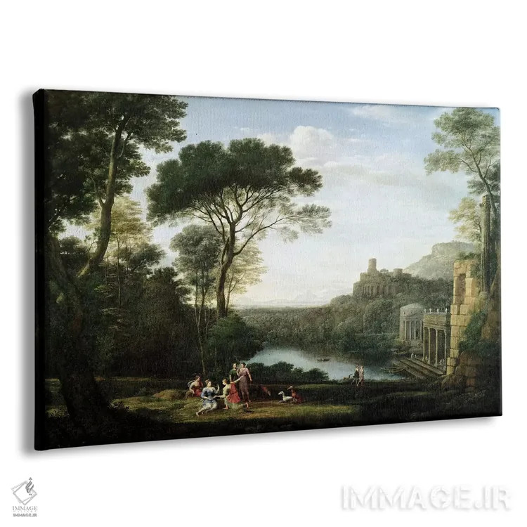 تابلو منظره با حوری اِجریا (شخصیت اسطورهای) اثر کلاد لورن - نمای پرسپکتیو محصول