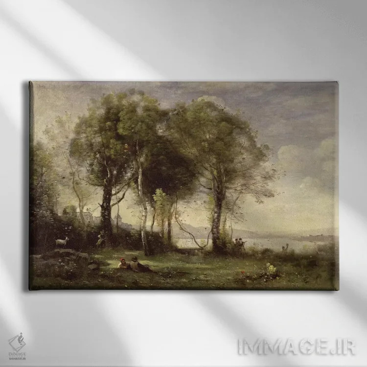 تابلو بزچرانهای کاستل گاندولفو، ۱۸۶۶ اثر ژان باتیست کامیل کورو - نمای روبهرو روی دیوار