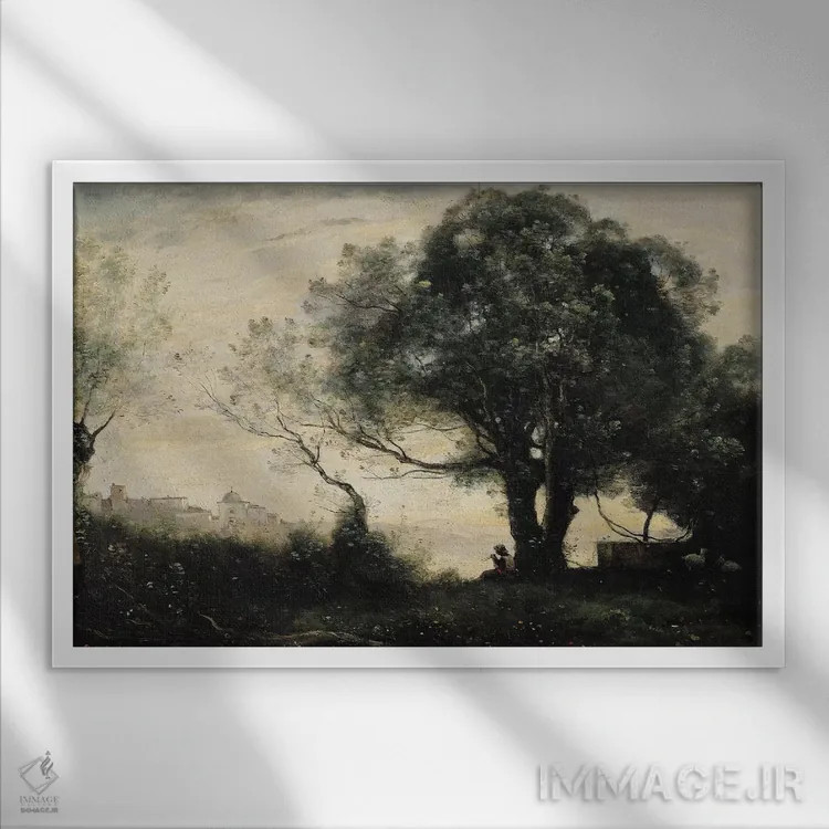 تابلو یادگاری از کاستل گاندولفو اثر ژان باتیست کامیل کورو - نمای قابدار سفید