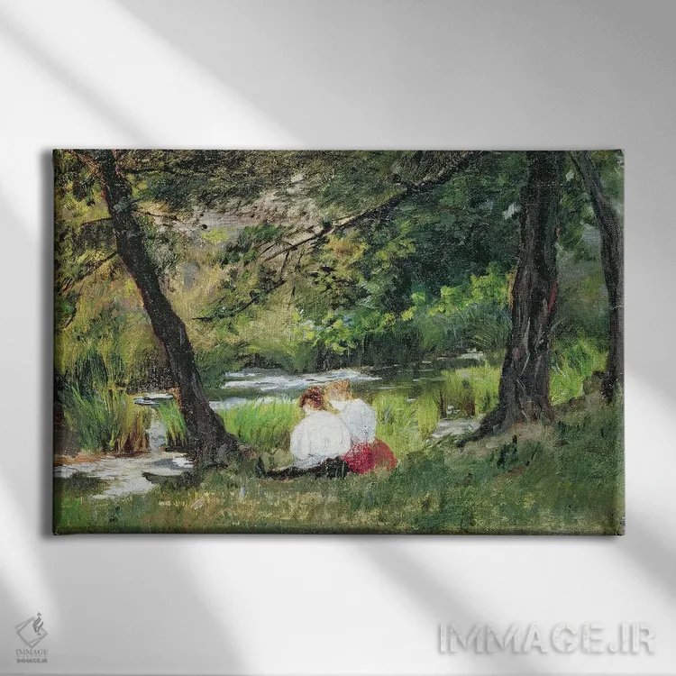 تابلو دو زن نشسته اثر مری استیونسون کاسات (نقاش آمریکایی) - نمای روبهرو روی دیوار