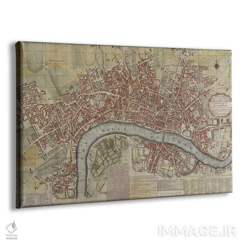 تابلو طرح جدید و دقیق از شهرهای لندن و وستمینستر و ناحیهٔ ساوتورک، ۱۷۲۵ اثر مکتب انگلیسی (سبک یا جنبش هنری) - نمای پرسپکتیو محصول