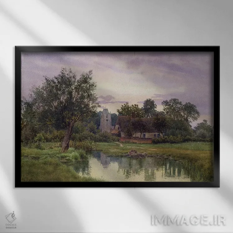 تابلو غروب، کلیسای همینگفورد گری، هانتینگدونشایر اثر ویلیام فریزر گاردن - نمای قابدار مشکی