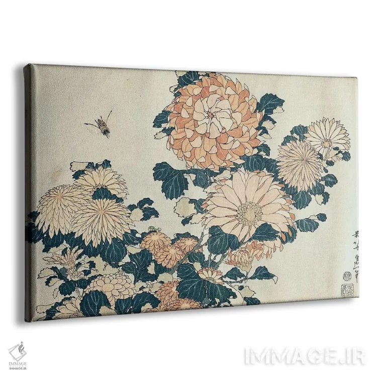 تابلو داوودیها (گل) اثر کاتسوشیکا هوکوسای (نقاش و هنرمند ژاپنی) - نمای پرسپکتیو محصول