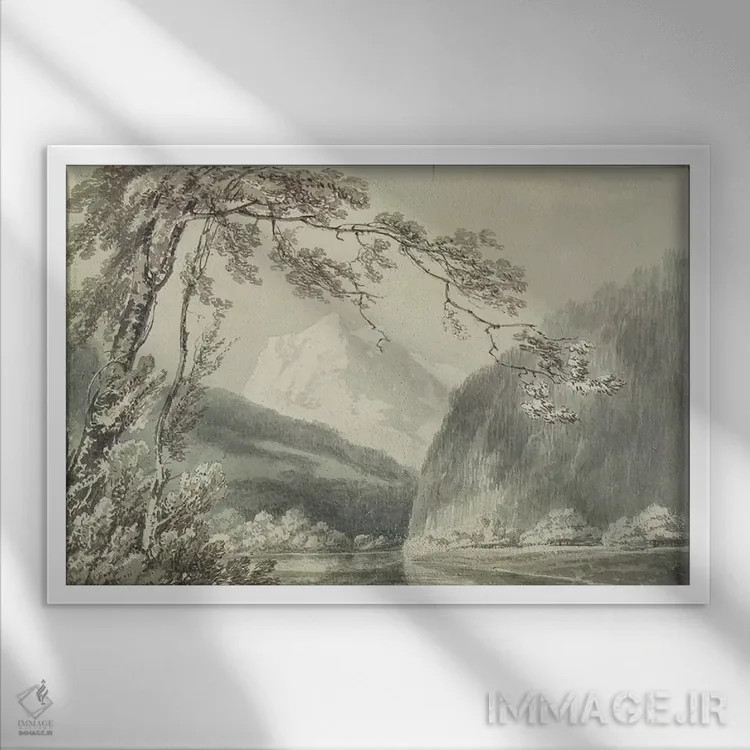 تابلو نزدیکی گریندلوالد، حدود ۱۷۹۶ اثر جی.ام.دبلیو. ترنر (نقاش بزرگ انگلیسی) - نمای قابدار سفید