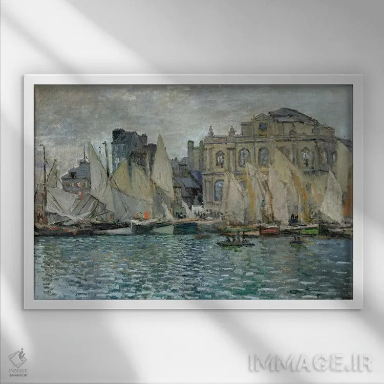 تابلو نمای لو آور، ۱۸۷۳ (فرانسه) اثر کلود مونه (نقاش معروف فرانسوی) - نمای قابدار سفید