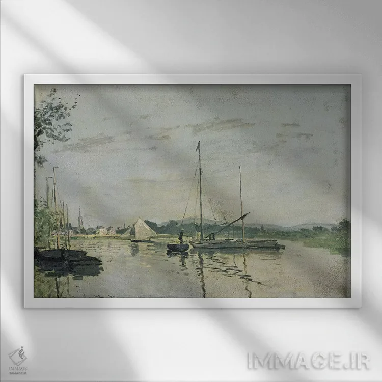 تابلو آرژانتوی، ۱۸۷۲ (فرانسه) اثر کلود مونه (نقاش معروف فرانسوی) - نمای قابدار سفید