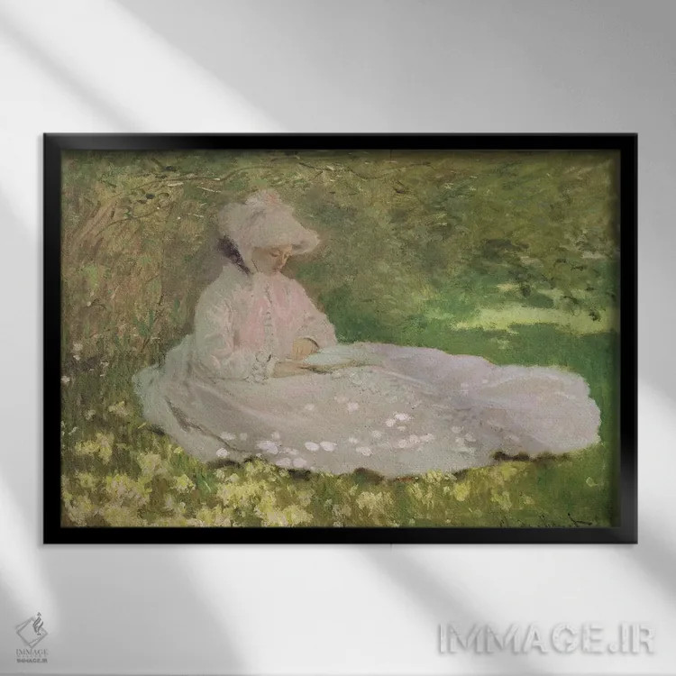 تابلو بهار، ۱۸۷۲ اثر کلود مونه (نقاش معروف فرانسوی) - نمای قابدار مشکی