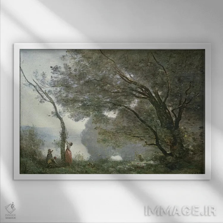 تابلو یادگاری از مورتفونتن، ۱۸۶۴ اثر ژان باتیست کامیل کورو - نمای قابدار سفید