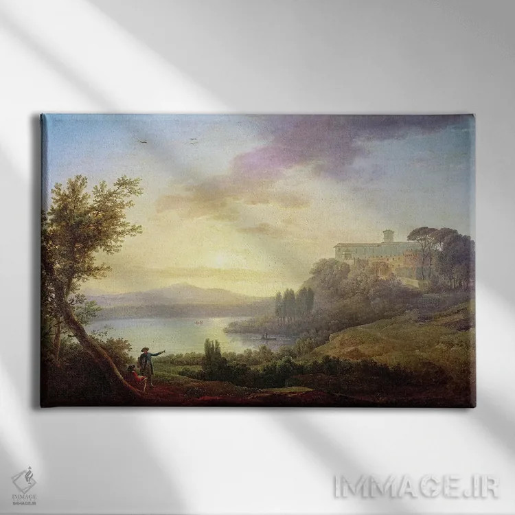 تابلو منظره ایتالیا، غروب خورشید اثر ژان فرانسوا هوئه - نمای روبهرو روی دیوار