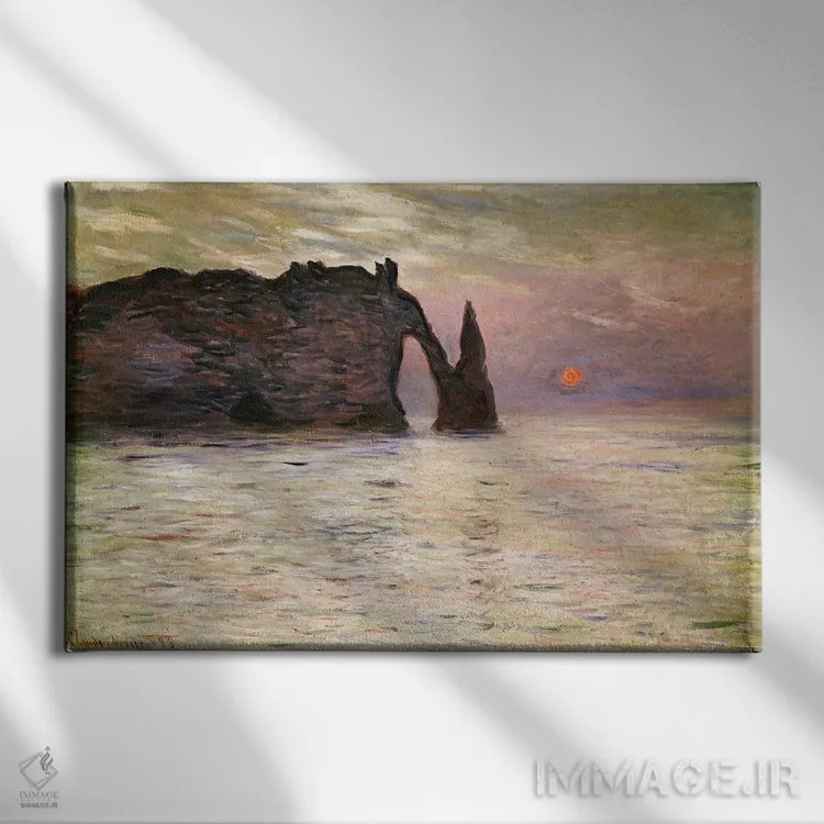 تابلو صخرههای اتْرتا، ۱۸۸۳ (فرانسه) اثر کلود مونه (نقاش معروف فرانسوی) - نمای روبهرو روی دیوار