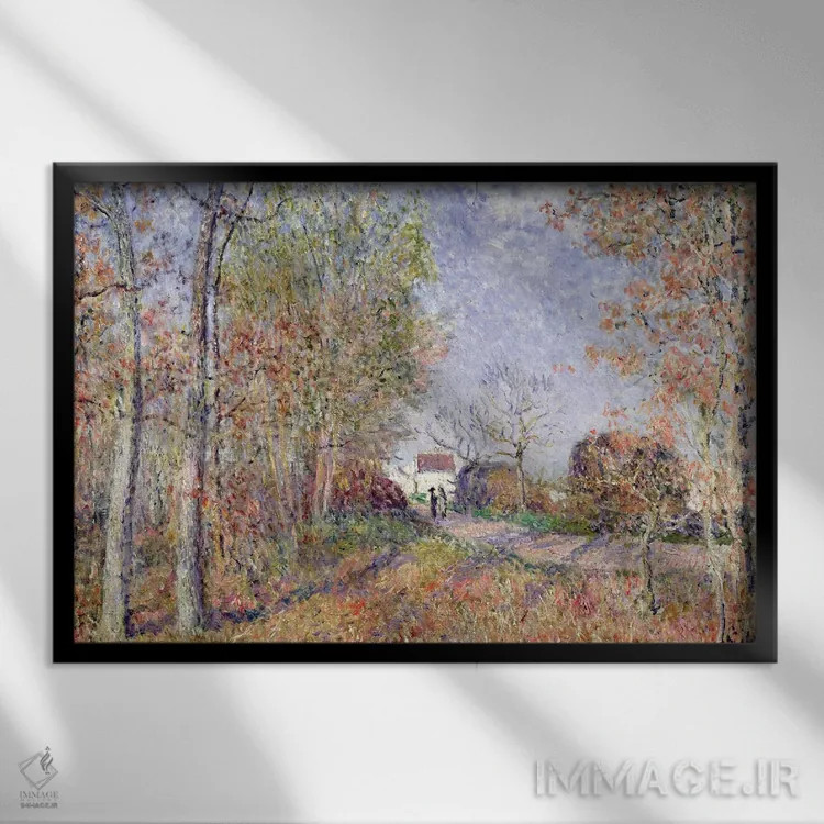 تابلو گوشهای از جنگل در سبلون، ۱۸۸۳ اثر آلفرد سیسلی (نقاش امپرسیونیست انگلیسی-فرانسوی) - نمای قابدار مشکی