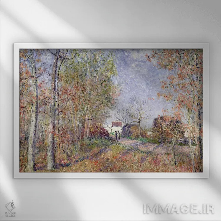 تابلو گوشهای از جنگل در سبلون، ۱۸۸۳ اثر آلفرد سیسلی (نقاش امپرسیونیست انگلیسی-فرانسوی) - نمای قابدار سفید