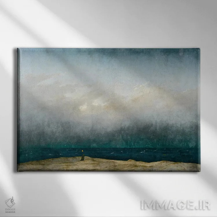 تابلو راهب در کنار دریا، ۱۸۰۹ اثر کاسپار داوید فریدریش (نقاش رمانتیک آلمانی) - نمای روبهرو روی دیوار