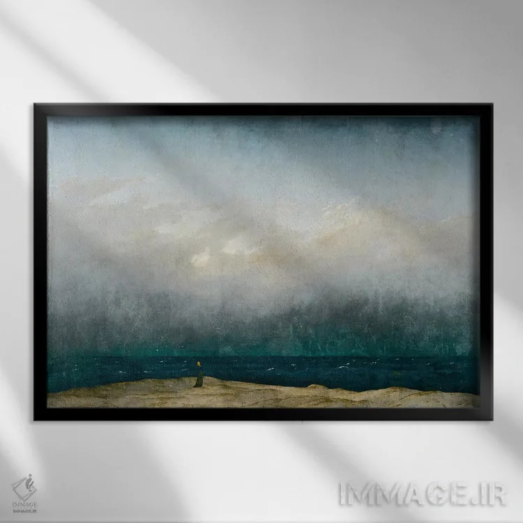 تابلو راهب در کنار دریا، ۱۸۰۹ اثر کاسپار داوید فریدریش (نقاش رمانتیک آلمانی) - نمای قابدار مشکی