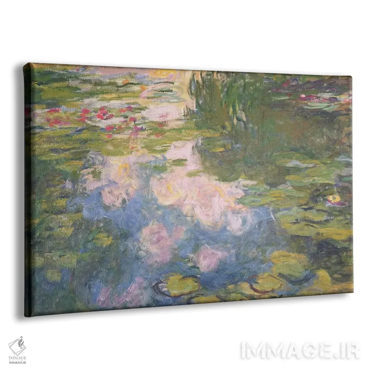 تابلو نیلوفرهای آبی، حدود ۱۹۱۹-۲۲ اثر کلود مونه (نقاش معروف فرانسوی) - نمای پرسپکتیو محصول