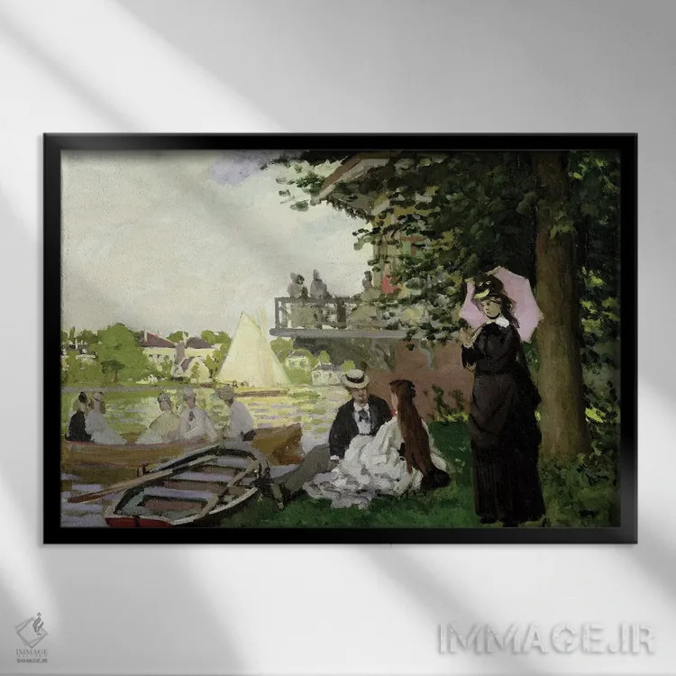 تابلو خانه باغ در کنار رودخانه زان، زاندام، ۱۸۷۱ اثر کلود مونه (نقاش معروف فرانسوی) - نمای قابدار مشکی