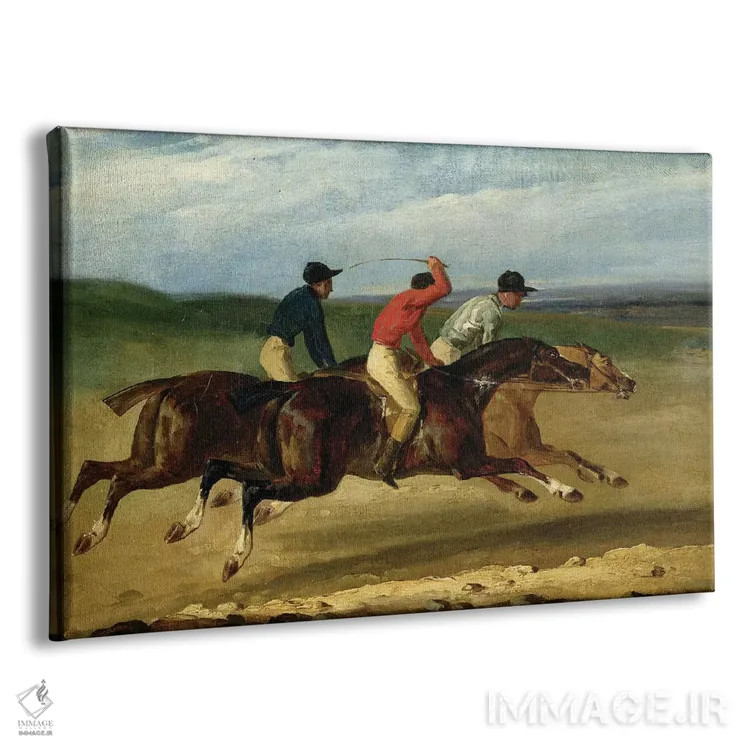 تابلو مسابقه اسبسواری اثر تئودور ژریکو (نقاش فرانسوی رومانتیک) - نمای پرسپکتیو محصول
