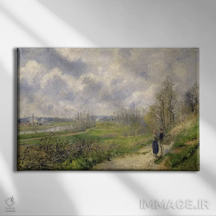 تابلو لا سنت دو شو، حوالی پونتواز، ۱۸۷۸ (فرانسه) اثر کامی یِل پیسارو (نقاش فرانسوی امپرسیونیست) - نمای روبهرو روی دیوار