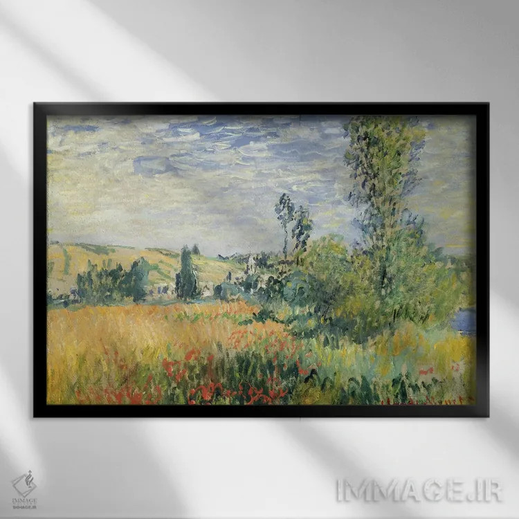 تابلو وتهیو، حدود ۱۸۸۰ (فرانسه) اثر کلود مونه (نقاش معروف فرانسوی) - نمای قابدار مشکی