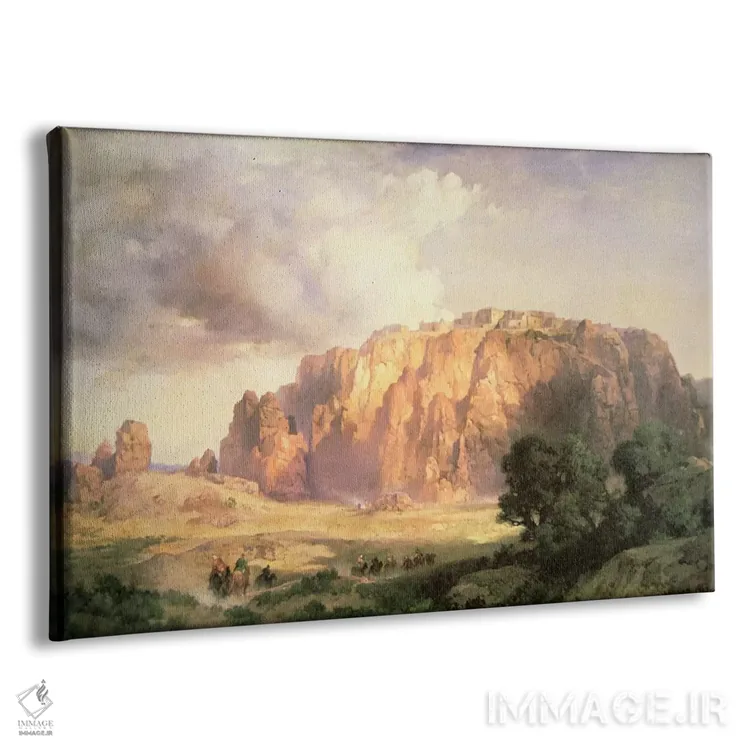 تابلو پوبلوی آکوما، نیومکزیکو (روستا) اثر توماس موران (نقاش منظره آمریکایی) - نمای پرسپکتیو محصول