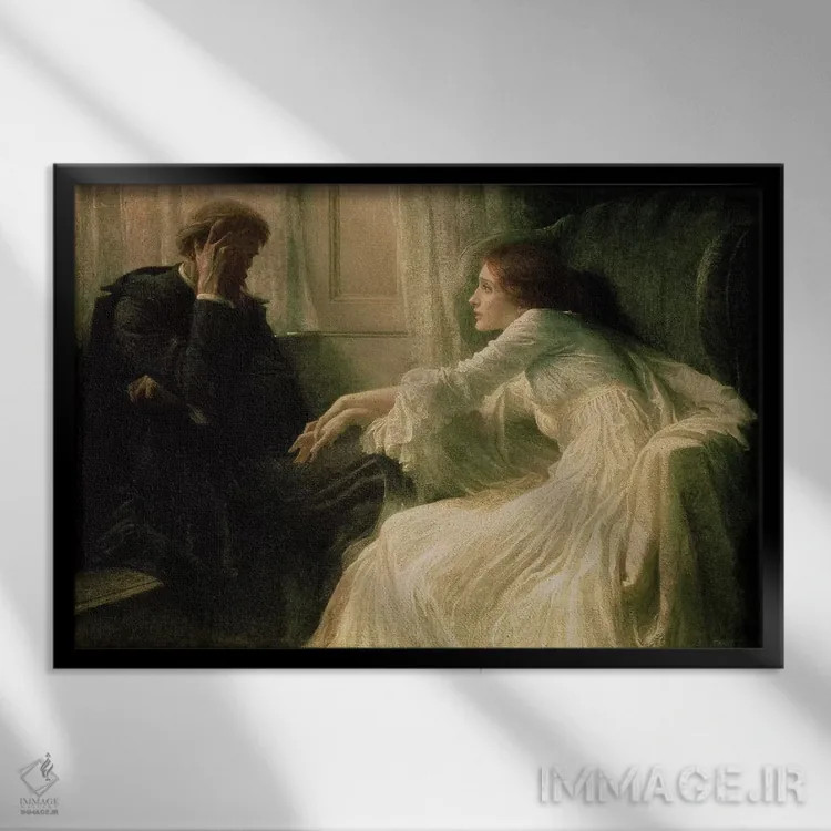 تابلو اعتراف اثر سر فرانک دیکسی (نقاش و تصویرگر بریتانیایی) - نمای قابدار مشکی