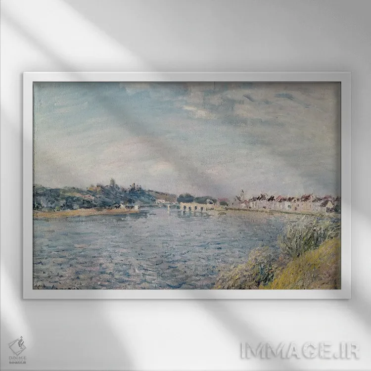 تابلو منظره، ۱۸۸۸ اثر آلفرد سیسلی (نقاش امپرسیونیست انگلیسی-فرانسوی) - نمای قابدار سفید