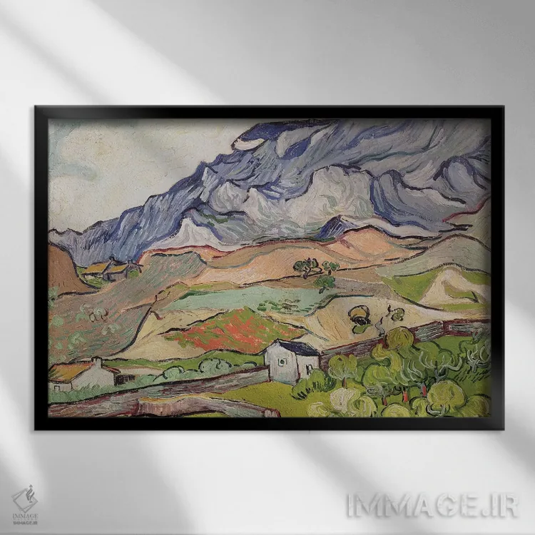 تابلو آلپیل، ۱۸۹۰ (رشتهکوه در فرانسه) اثر ونسان ون گوگ (نقاش مشهور هلندی پستامپرسیونیسم) - نمای قابدار مشکی