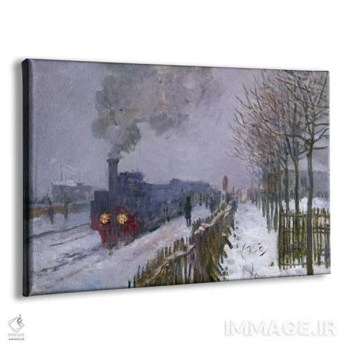 تابلو قطار در برف یا لوکوموتیو، ۱۸۷۵ اثر کلود مونه (نقاش معروف فرانسوی) - نمای پرسپکتیو محصول