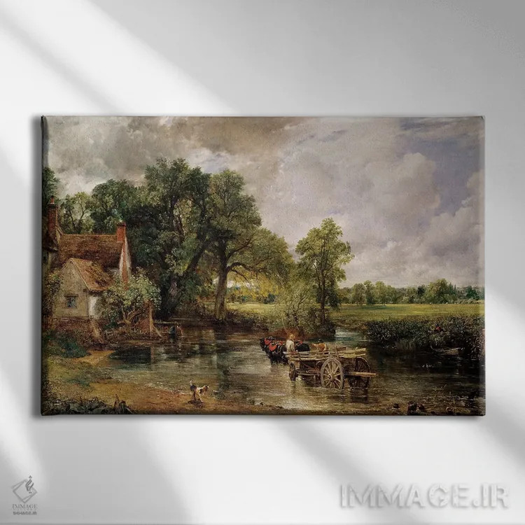 تابلو گاری یونجه، ۱۸۲۱ اثر جان کانستبل (نقاش انگلیسی) - نمای روبهرو روی دیوار